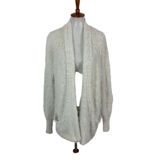 Anthropologie Cardigan XS White Knit Cozy Open Front Lightweight Drape - Picture 1 of 5